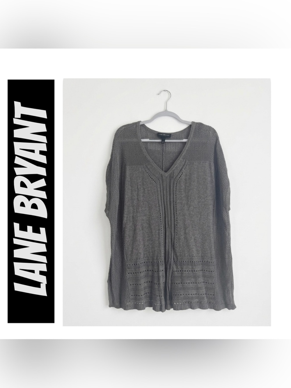 LANE BRYANT Open Stitch Short Sleeve Tunic Sweater 18/20